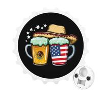 Aimants de réfrigérateur Ronds avec Drapeau Mexicain et américain, décapsuleur Amusant pour la Maison, la Cuisine ou Le Bureau, Style Blanc