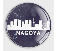 Aimants décoratifs pour réfrigérateur - Motif silhouette de la ville du Japon Nagoya - Aimants ronds en verre pour tableau d'affichage, bureau, tableau noir, cuisine, souvenir de voyage