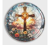 Aimants décoratifs pour réfrigérateur, religion, Jésus chrétien, église, croix, vitrail, aimants ronds pour tableau blanc, aimants de réfrigérateur pour tableau d'affichage, bureau, tableau noir,