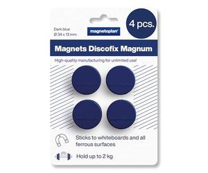 Aimants Discofix Magnum Bleu Foncé Diamètre?: 34 Mm, Lot de 4