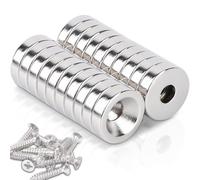 Aimants en néodyme extra forts 12x3 mm ouverture 4mm, 20 pcs aimant en pot avec vis, aimants en néodyme avec trou petit aimant puissant plat pour cuisines
