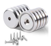 Aimants en Néodyme Extra Forts - Paquet de 10 Disques de 32 mm, Force 45 kg Avec Capsule - Aimants en Pot Puissant Avec Trou