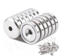 Aimants en Néodyme Extra Puissants 25 mm - Disques Avec Capsule, Pot Puissant Avec Trou, Fraisé Avec Vis et Coussinets en Acier pour Cuisines - 12 Pièces