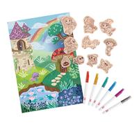 Hape Coffret Artistique Aimants Féeriques à Colorier- Enfants de 4 Ans et Plus - pour Motricité Fine, Créativité, Imagination - 1 Poster, 6 Marqueurs à Paillettes, 10 Aimants en Bois Inclus