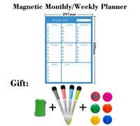 Aimants Magnétiques Pour Réfrigérateur,Format A3,Plan Hebdomadaire,Permis Mensuels,Calendrier Effaçable À Sec,Tableau Blanc,Autocollant - Type [Jhb01]-4pen1era6tacks