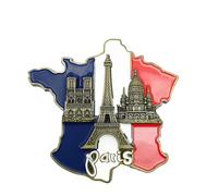 Aimants Paris Architecture France, Aimant De Frigo en Métal Représentant Trois Grands Bâtiments De France sur La Carte, Autocollant De Réfrigérateur pour Fer Ou Toute Magnétique 6x9cm