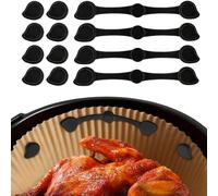 Aimants pour Papier Airfryer - 12 Pièces en Silicone Alimentaire, Maintien Parfait contre le Soulèvement du Papier, Noir