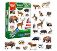 Aimants pour réfrigérateur pour tout-petits - Magdum - 20 aimants animaux de la forêt pour frigo - Grands aimants réalistes pour enfants - Set de jouet d’apprentissage - Cadeau éducatif pour bébé