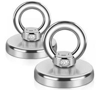 Aimants puissants, aimants en néodyme de 80 kg, pêche magnétique extra forte, crochet magnétique à œillet en néodyme puissant, aimant en néodyme avec vis à œil à trou fraisé 2 pièces 48 mm
