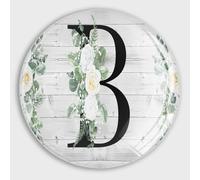 Aimants ronds de réfrigérateur avec monogramme lettre B en verre floral grain de bois - Décoration pour réfrigérateur, casier, tableau blanc, armoire, salle de classe, bureau, cabine d'école