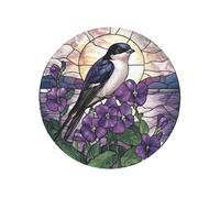 Aimants ronds magnétiques en verre teinté pour réfrigérateur de cuisine avec aimant durable Motif oiseau bleu coucher de soleil