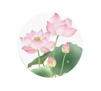Aimants ronds magnétiques pour réfrigérateur de cuisine - Fleurs de lotus roses et feuilles vertes - Durables