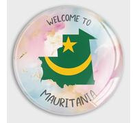 Aimants ronds pour réfrigérateur - Drapeau de la Mauritanie - Décoration pour réfrigérateur, casier, tableau blanc, tableau magnétique, armoire, salle de classe, bureau, cabine, école