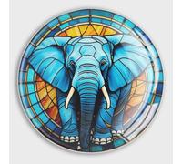 Aimants ronds pour réfrigérateur en vitrail en forme d'éléphant - Décoration pour réfrigérateur, casier, tableau blanc, tableau magnétique, armoire, salle de classe, bureau, école