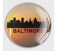 Aimants ronds pour réfrigérateur - Silhouette de la ville de Baltimore - Paysage - En verre - Décoration pour réfrigérateur, casier, tableau blanc, armoire, salle de classe, bureau