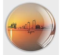 Aimants ronds pour réfrigérateur - Silhouette de la ville de Lyon - Décoration pour réfrigérateur, casier, tableau blanc, armoire, salle de classe, bureau, école