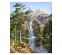 Aimaor Kit de Peinture par Numéro,Cascades Montagnes Peinture par Numéros Adultes,DIY Peinture Acrylique pour Enfants Débutants Facile sur Toile,avec Brosses et Peintures Acryliques 40x50cm