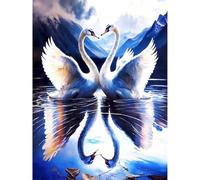 Aimaor Peinture par Numéros pour Adulte,avec Cadre Kits de Peinture au Numéro Acrylique,DIY Cygne de montagne Peinture à l'huile Numéros Toile Paint by Numbers pour Maison Décoration - 40x50cm