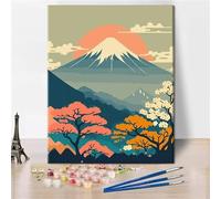 Aimaor Peinture par Numéros pour Adulte,Vue sur la montagne japonaise Bricolage Peintures Kits pour Enfants Débutants,avec peintures et pinceaux 30x40cm