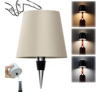 AIMARS Lampe bouteille sans fil, 3 couleurs à intensité variable en continu, LED rechargeable, contrôle tactile, abat-jour pour chambre à coucher, restaurant, bar (abricot, 1 pièce)