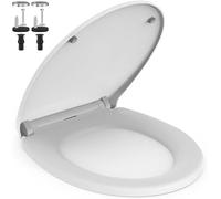 AIMAX Abattant WC Forme O, Lunette WC avec Fermeture en Douceur, Lunette de Toilette Blanche Universelle avec Frein de Chute, Lunette de Toilette Universelle Charnière, 45 x 37 x 2,51 CM