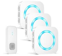 AIMAX Sonnette sans Fil avec 1 Émetteur et 3 Récepteurs, Sonnette sans Fil Exterieur Etanche, Portée Élevée de 400 m, Étanche IP55, 55 Sonneries, 5 Niveaux de Volume avec Flash LED