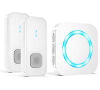 AIMAX Sonnette sans Fil avec 2 Émetteurs et 1 Récepteur, Sonnette sans Fil Exterieur Etanche, Portée Élevée de 400 m, Étanche IP55, 55 Sonneries, 5 Niveaux de Volume avec Flash LED