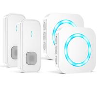 AIMAX Sonnette sans Fil avec 2 Émetteurs et 2 Récepteurs, Sonnette sans Fil Exterieur Etanche, Portée Élevée de 400 m, Étanche IP55, 55 Sonneries, 5 Niveaux de Volume avec Flash LED