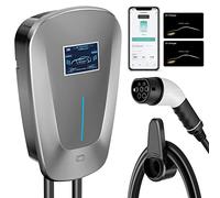AIMAX Type 2 Wallbox EV Station de Recharge 7kW 32A 220V EV Chargeur 5m de câble de Recharge pour Voiture électrique et Hybride Rechargeable, Easee Home Wallbox EV Charger, RFID ou APP Autorisé, Gris