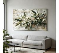 AIMCJFBYL Tableau botanique sur toile avec rameau d'olivier, motif feuillage vert, style ferme, affiche décorative pour la maison (60x80cm/sans cadre)