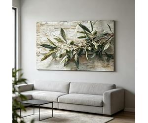 AIMCJFBYL Tableau botanique sur toile avec rameau d'olivier, motif feuillage vert, style ferme, affiche décorative pour la maison (40x60cm/sans cadre)