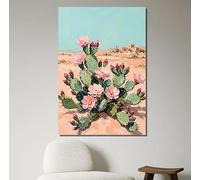 AIMCJFBYL Tableau impressionniste sur toile, motif cactus en fleurs, art mural, nature, fleur du désert, affiche, décoration intérieure (40 x 60 cm, sans cadre)