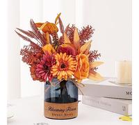 Aimdorarchery Fleurs artificielles avec vase pour décoration de maison et de bureau - Arrangement de fleurs de tournesol en soie synthétique dans un vase - Décoration d'automne pour décoration