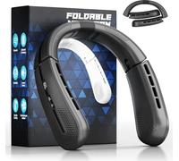 aimdty ChillGo Ventilateur de cou sans pales - 5200 mAh - Climatiseur de cou - Ventilateur portable rechargeable - Max 12 heures, 4 moteurs, pliable - Excellent cadeau pour homme et femme - Noir