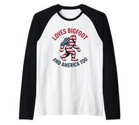 Aime Aussi Bigfoot et l'Amérique pour Les Fans de Sasquatch en Plein air Manche Raglan