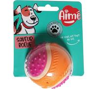 Aimé Balle pour chien 5 en 1 Saveur Bœuf – Jouet interactif éducatif 5 sens, résistant, 6 cm