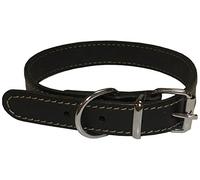 YAGO Collier en cuir Souple et Reglable pour moyen chien, taille M 34-40cm, Coloris Noir
