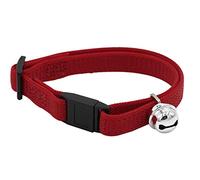 Aime Collier en Nylon Rouge pour Chat Boucle de Sécurité Anti-Étranglement Taille Ajustable+ Grelot en Métal