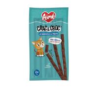 Aime - Crac et Croc, Friandise pour Chat Saveur Saumon et Truite, Nourriture pour Chats en Bâtonnets, Riche en Poisson, sans Céréales, A Donner en Complément de l'Alimentation