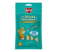 Aime - Crèmes Onctueuse Blanc de Poulet, Friandise pour Chat, Nourriture pour Chat Crémeuse, Riche en Viande, A Donner en Complément de l'Alimentation Quotidienne, 5 Bâtonnets de 15 Grammes