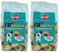 Aime - Crocraquant Os à Moelle, Friandise pour Chien, Nourriture pour Chiens Croustillante, Complément de l'Alimentation Quotidienne, Biscuits Croquants de Forme Variée, 500 g (Lot de 2)