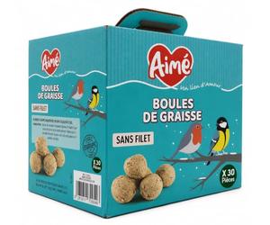 Aimé Eco Box Boules de Graisse Nourriture pour Oiseaux x 30 | Sans filet, nourriture complémentaire