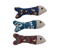 Aimé - Gamme Jouet Chat Engagé - Peluches - Lot de 3 Sardines - Contient de l'herbe à Chat - Jouet intéractif - 14 cm - Elaboré sous Contrôle Vétérinaire - Testé aux Normes CE