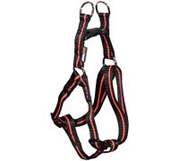 AIME Harnais en Nylon Couleurs Noir et Orange pour grand chien Réglable taille L 60-85 cm