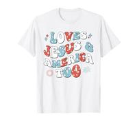 Aime Jésus et America Too Retro 4th of July Cute Christian T-Shirt
