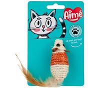 Aimé - Jouet pour Chat à Griffer en Sisal et Plumes - Jeu à Base d'Herbe à Chat - Interactif, Facile à Ranger et Transporter
