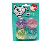 AIME Jouet pour Chat - Balles Grelôt X 4, Multiples couleurs, Jouet pour Chat Amusant