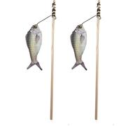 Aime Jouet pour Chat Canne à Pêche Poisson 15 cm (Lot de 2)