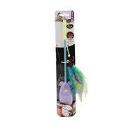 Aime Jouet pour Chat Jouet 2 en 1 Canne à Pêche Laser Jouet Électronique/Interactif Plumes Multicolores/Grelots