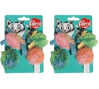 Aime Jouet pour Chat - Lot de Jouet Souris et Balle colorée - 4 Jouets (Lot de 2)
